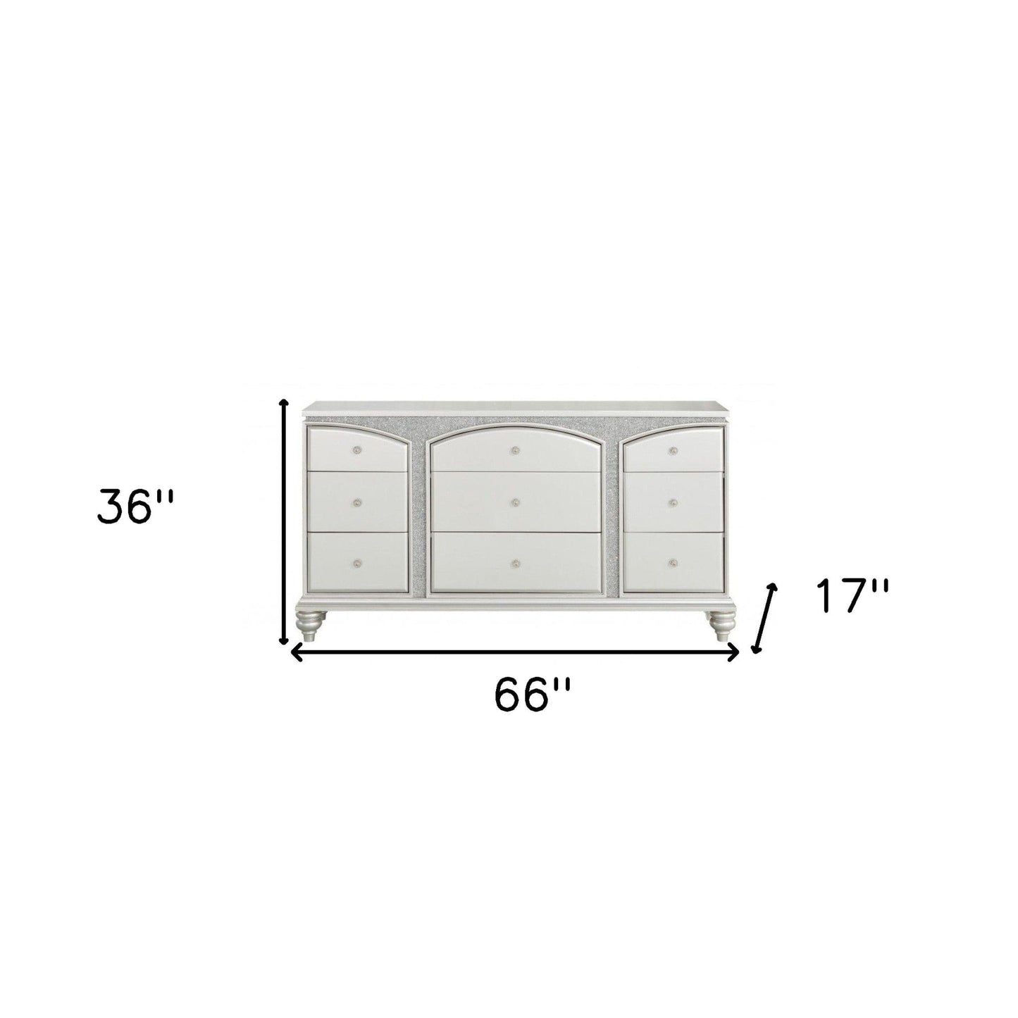 66" Platinum Manufactured Wood Nine Drawer Standard Dresser