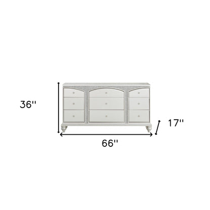 66" Platinum Manufactured Wood Nine Drawer Standard Dresser