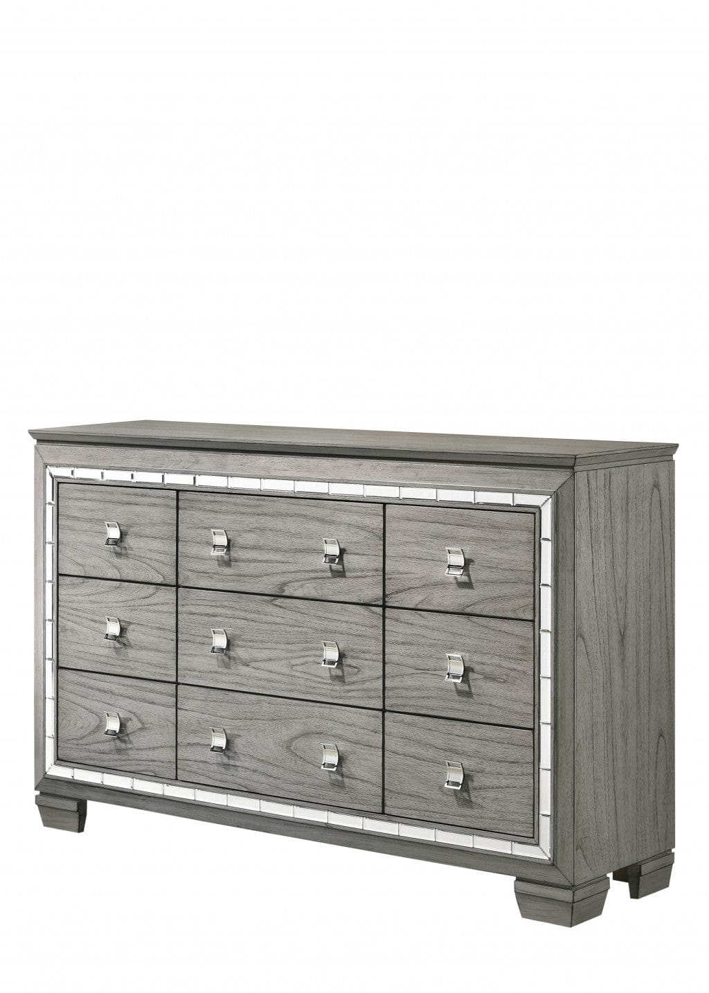 64" Light Gray Oak Manufactured Wood Nine Drawer Standard Dresser