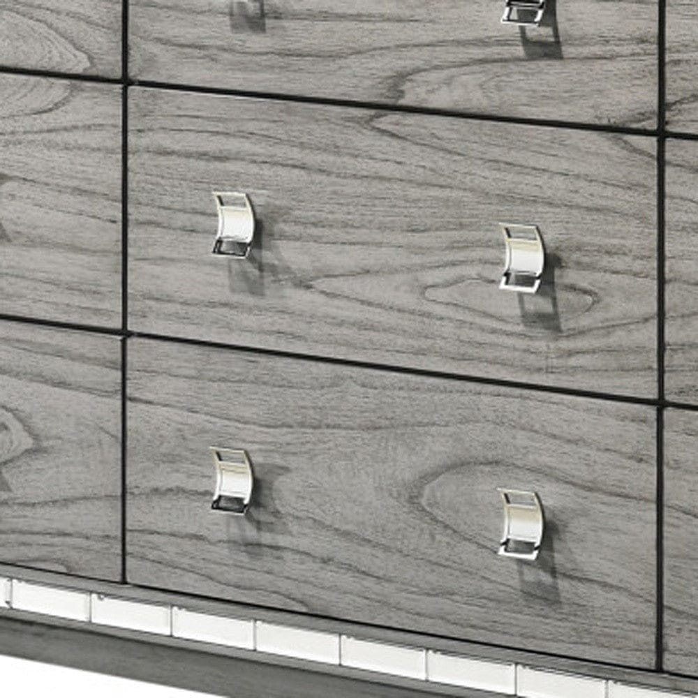 64" Light Gray Oak Manufactured Wood Nine Drawer Standard Dresser