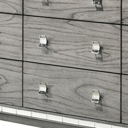 64" Light Gray Oak Manufactured Wood Nine Drawer Standard Dresser