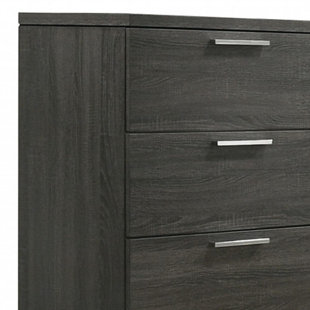 59" Gray Oak Manufactured Wood Six Drawer Double Dresser
