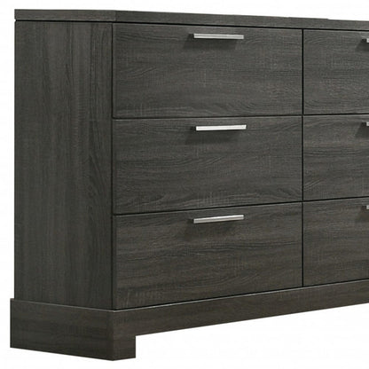 59" Gray Oak Manufactured Wood Six Drawer Double Dresser