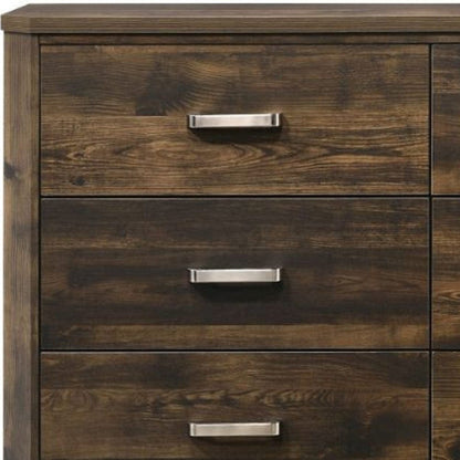 59" Rustic Walnut Manufactured Wood Six Drawer Standard Dresser