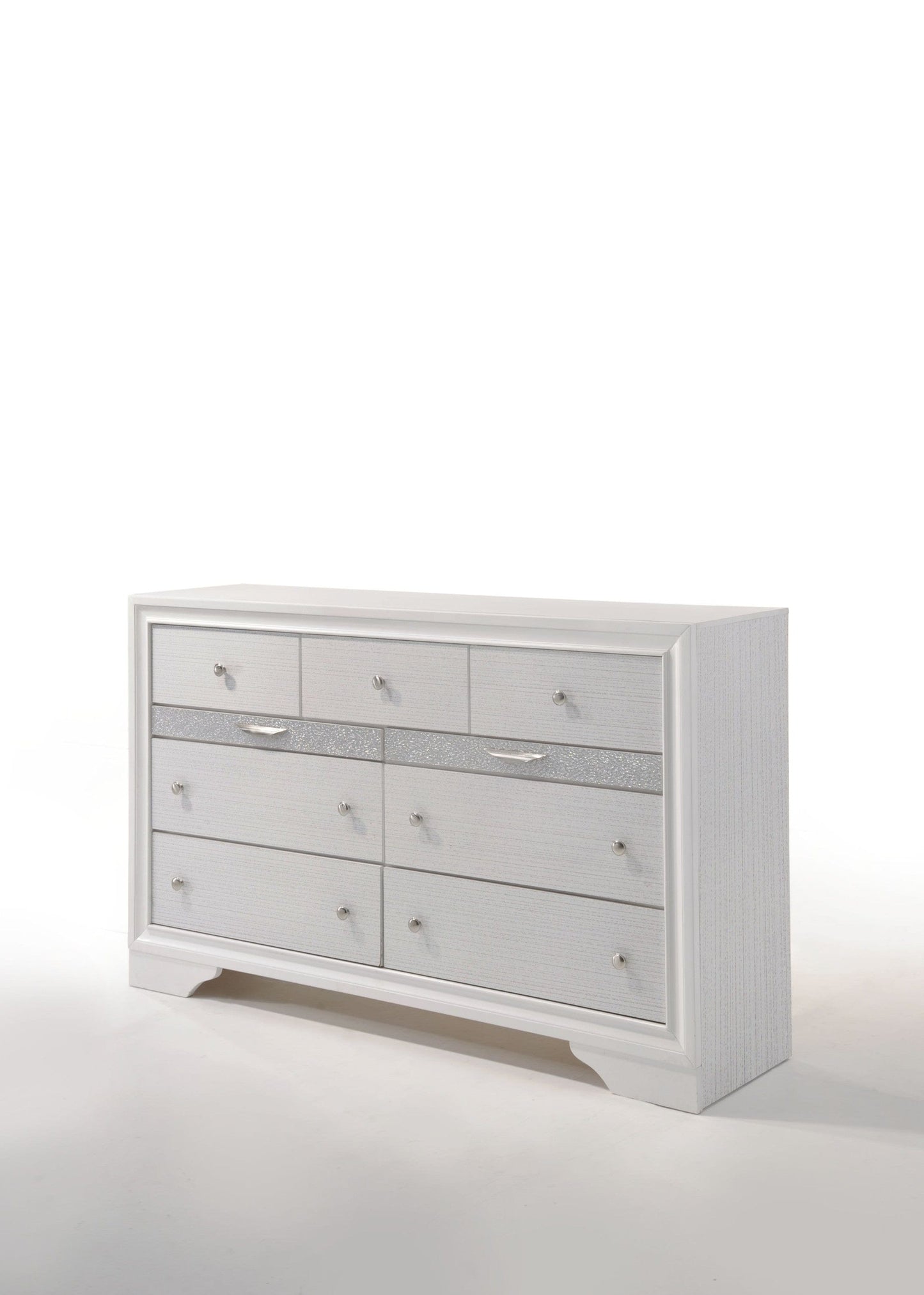 63" White Manufactured Wood Nine Drawer Standard Dresser