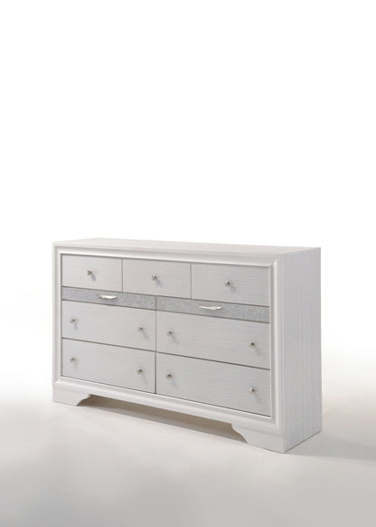 63" White Manufactured Wood Nine Drawer Standard Dresser