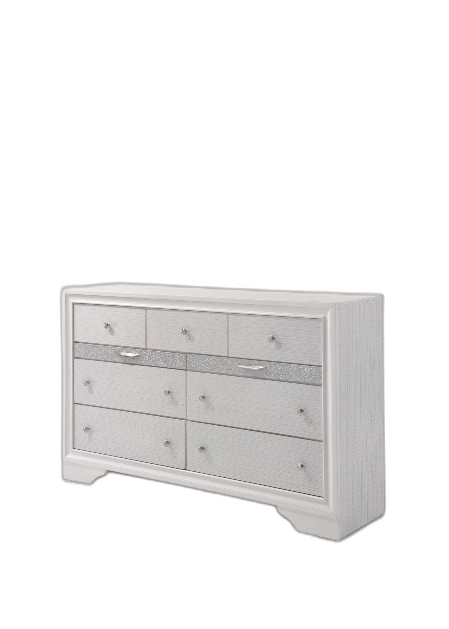 63" White Manufactured Wood Nine Drawer Standard Dresser
