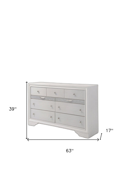 63" White Manufactured Wood Nine Drawer Standard Dresser