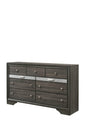 63" Gray Manufactured Wood Nine Drawer Standard Dresser