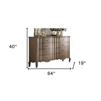 64" Antique Taupe Solid And Manufactured Wood Eight Drawer Standard Dresser