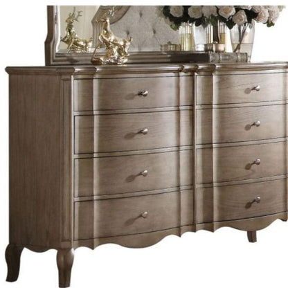 64" Antique Taupe Solid And Manufactured Wood Eight Drawer Standard Dresser