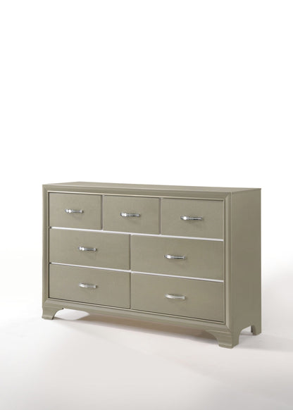 58" Champagne Manufactured Wood Seven Drawer Standard Dresser