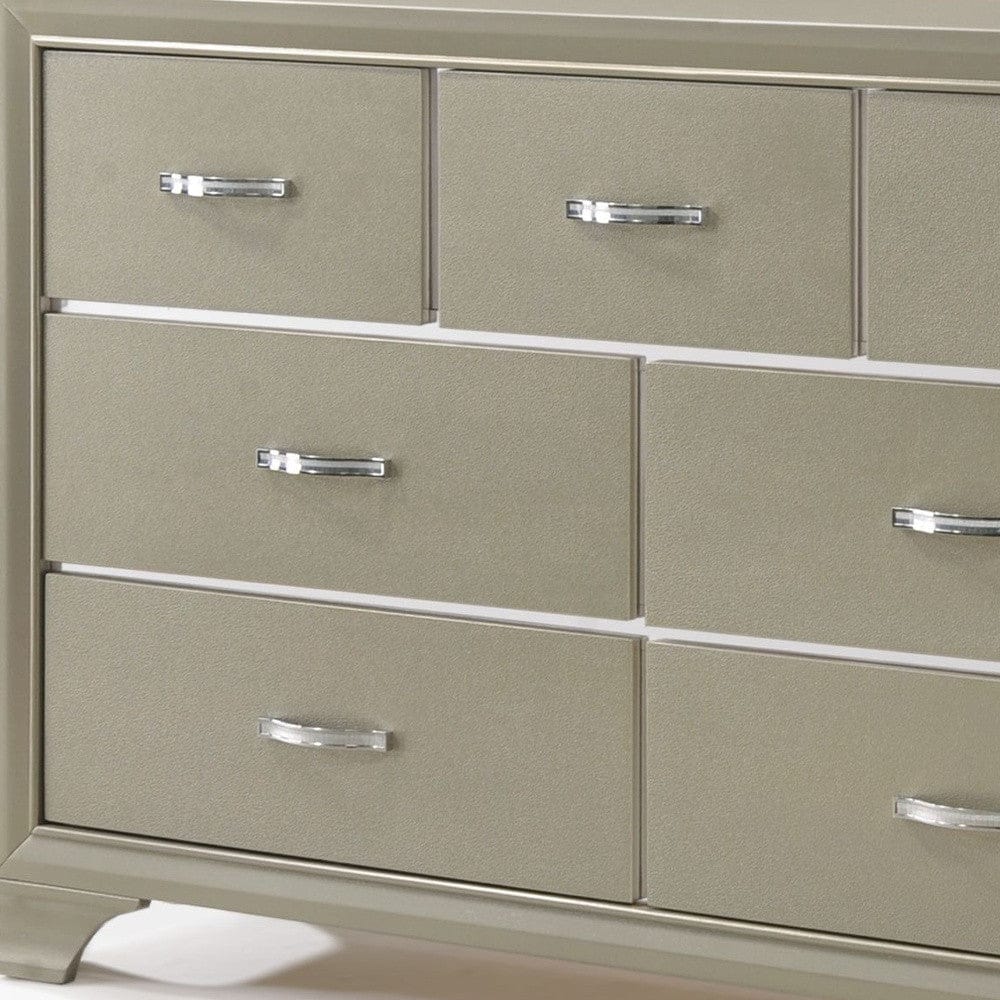 58" Champagne Manufactured Wood Seven Drawer Standard Dresser