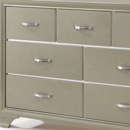 58" Champagne Manufactured Wood Seven Drawer Standard Dresser