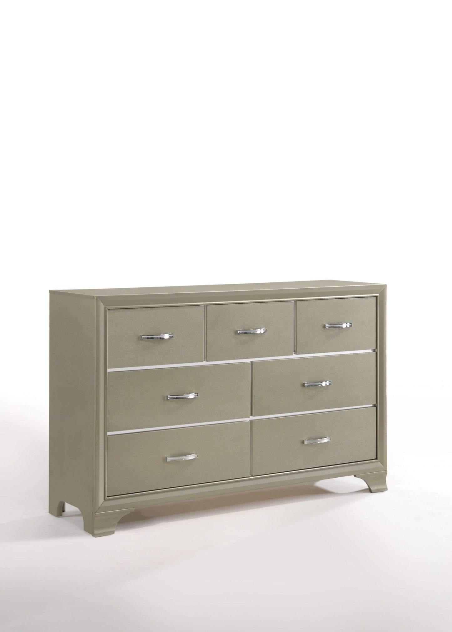 58" Champagne Manufactured Wood Seven Drawer Standard Dresser