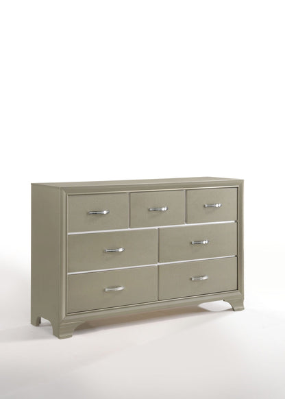 58" Champagne Manufactured Wood Seven Drawer Standard Dresser