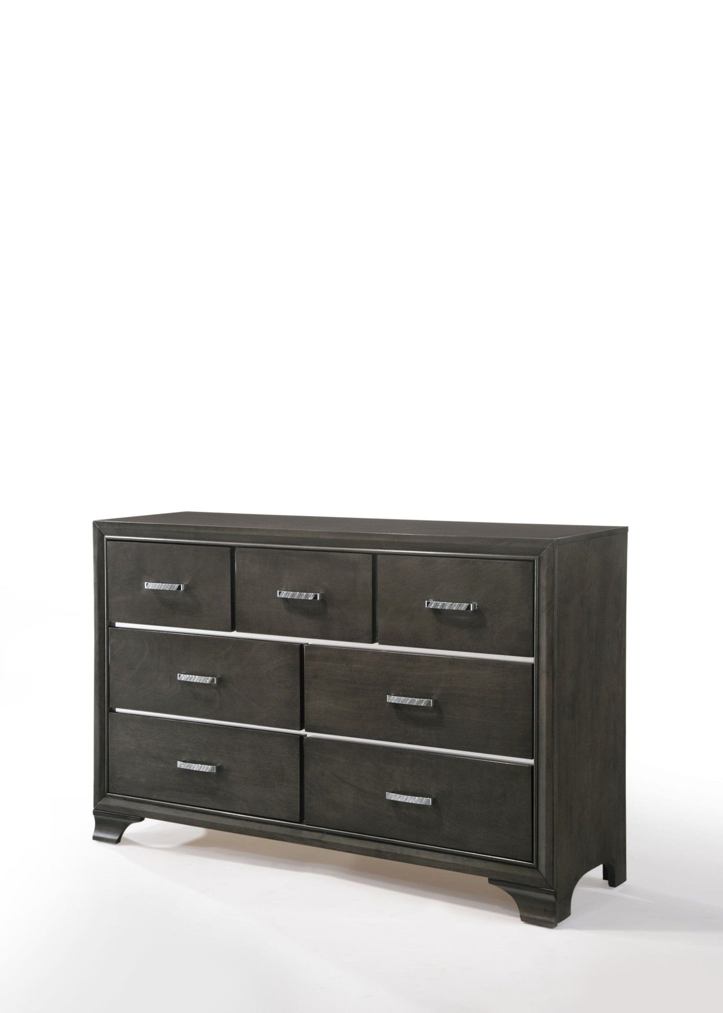 58" Gray Manufactured Wood Seven Drawer Standard Dresser