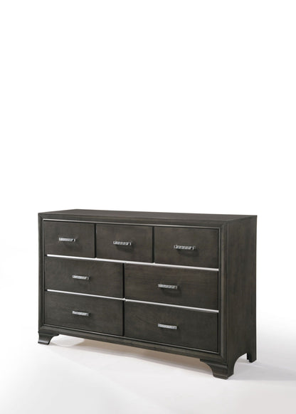 58" Gray Manufactured Wood Seven Drawer Standard Dresser