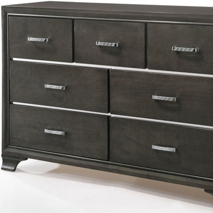 58" Gray Manufactured Wood Seven Drawer Standard Dresser