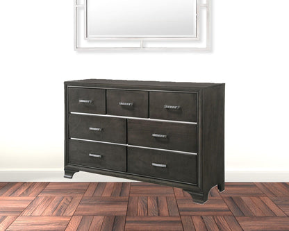 58" Gray Manufactured Wood Seven Drawer Standard Dresser