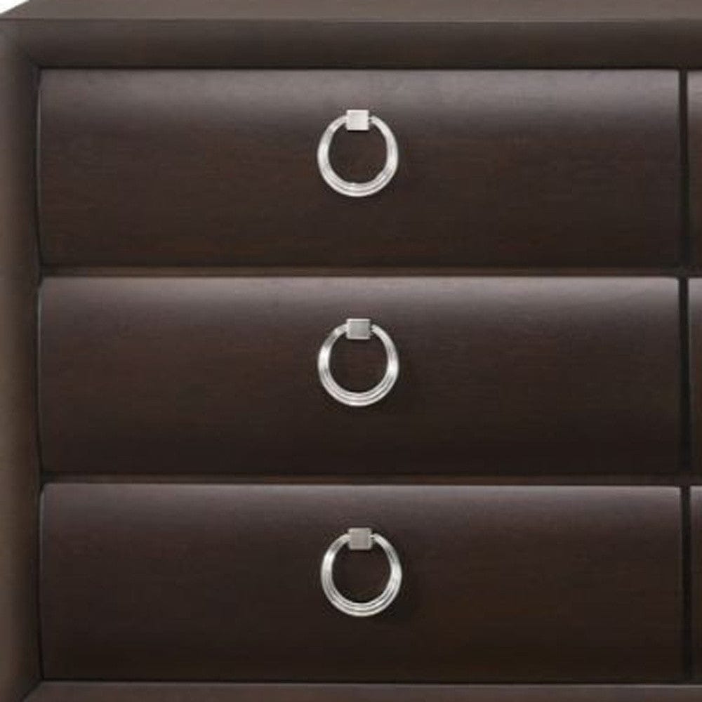 63" Dark Merlot Manufactured Wood Six Drawer Standard Dresser
