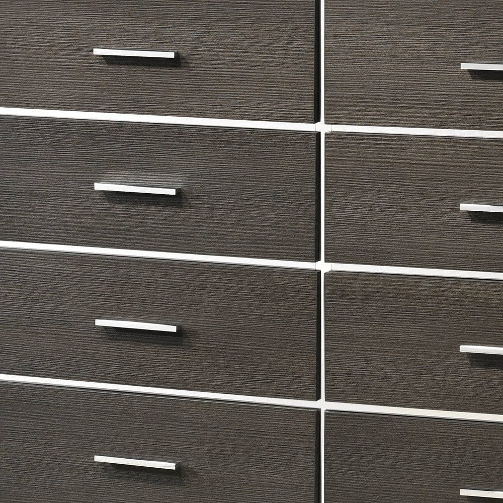 57" Gray Oak Manufactured Wood Eight Drawer Standard Dresser