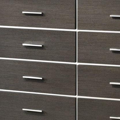 57" Gray Oak Manufactured Wood Eight Drawer Standard Dresser