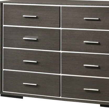 57" Gray Oak Manufactured Wood Eight Drawer Standard Dresser