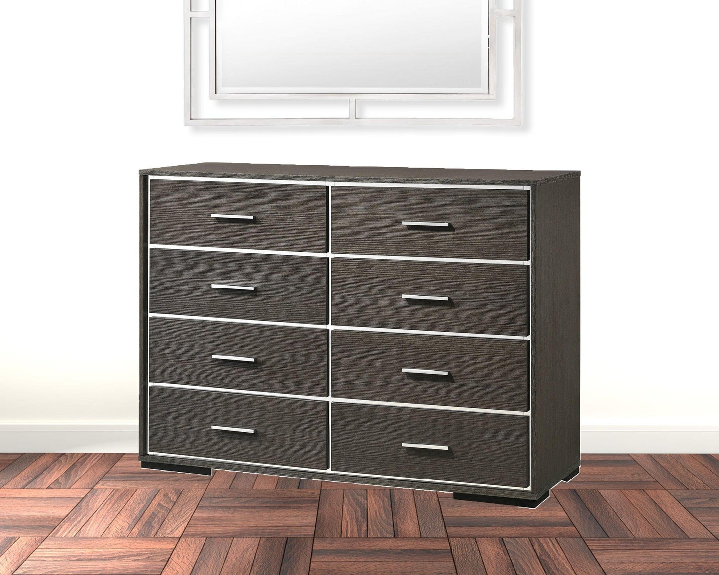 57" Gray Oak Manufactured Wood Eight Drawer Standard Dresser