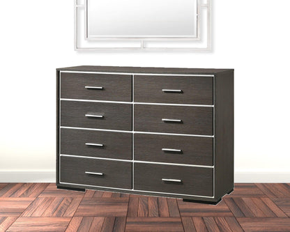 57" Gray Oak Manufactured Wood Eight Drawer Standard Dresser