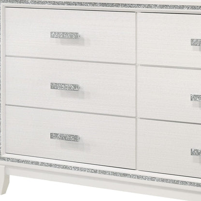 63" White Finish Manufactured Wood Six Drawer Standard Dresser