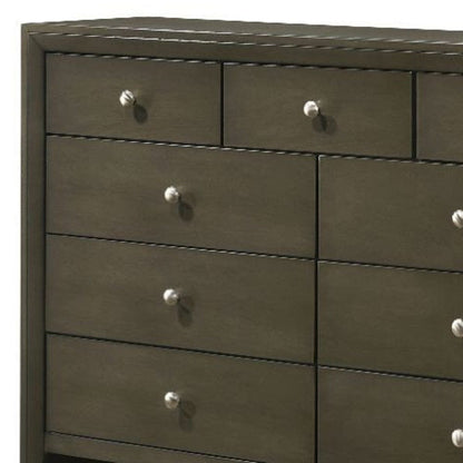 55" Gray Finish Manufactured Wood Nine Drawer Standard Dresser