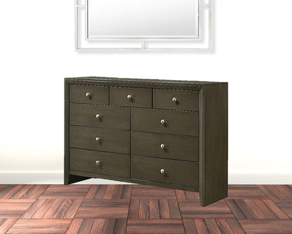 55" Gray Finish Manufactured Wood Nine Drawer Standard Dresser
