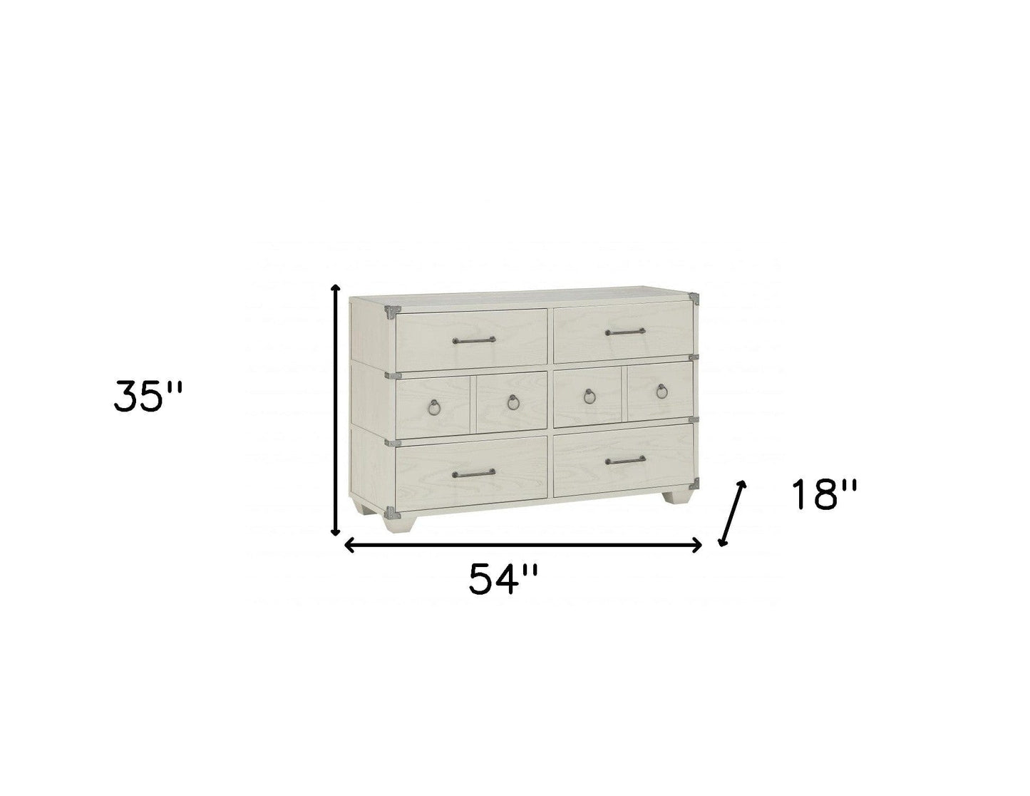 54" Gray Finish Manufactured Wood Six Drawer Standard Dresser