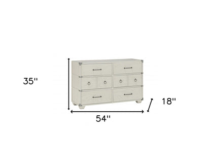 54" Gray Finish Manufactured Wood Six Drawer Standard Dresser