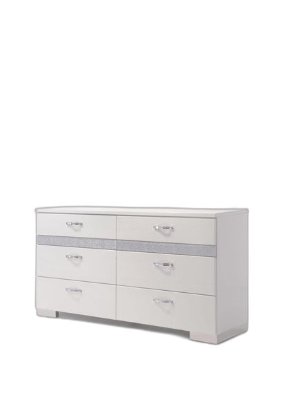 63" White High Gloss Manufactured Wood Eight Drawer Standard Dresser