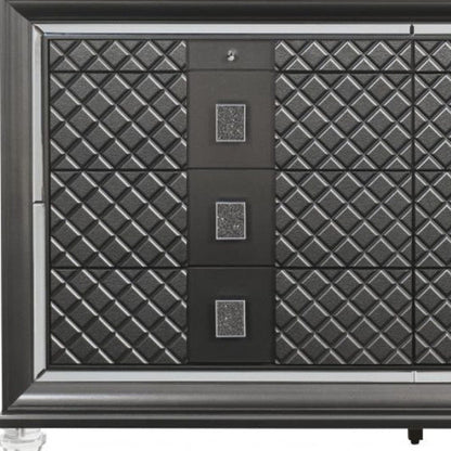 65" Metallic Gray Solid And Manufactured Wood Eight Drawer Standard Dresser