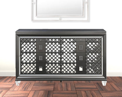 65" Metallic Gray Solid And Manufactured Wood Eight Drawer Standard Dresser