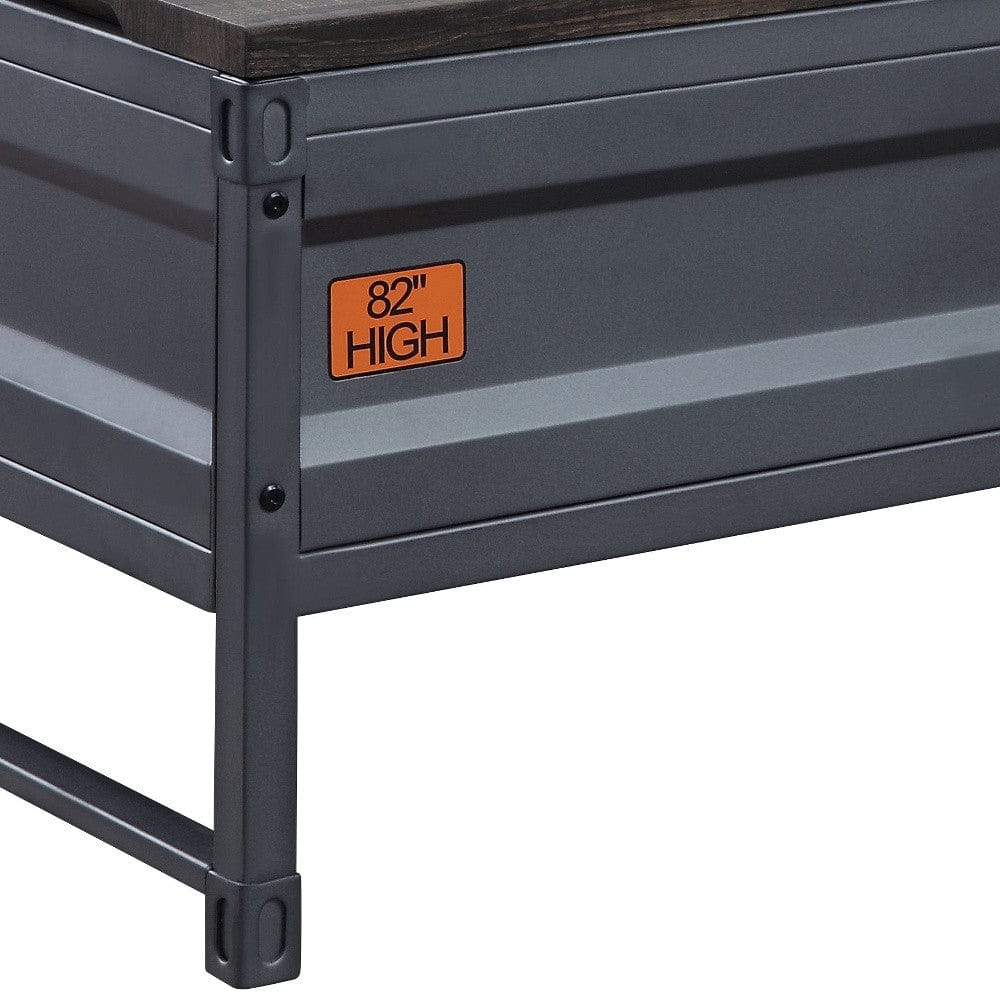 50" Gunmetal And Weathered Oak Rectangular Lift Top Coffee Table