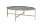 48" Champagne And Faux Marble Paper Veneer And Metal Oval Coffee Table