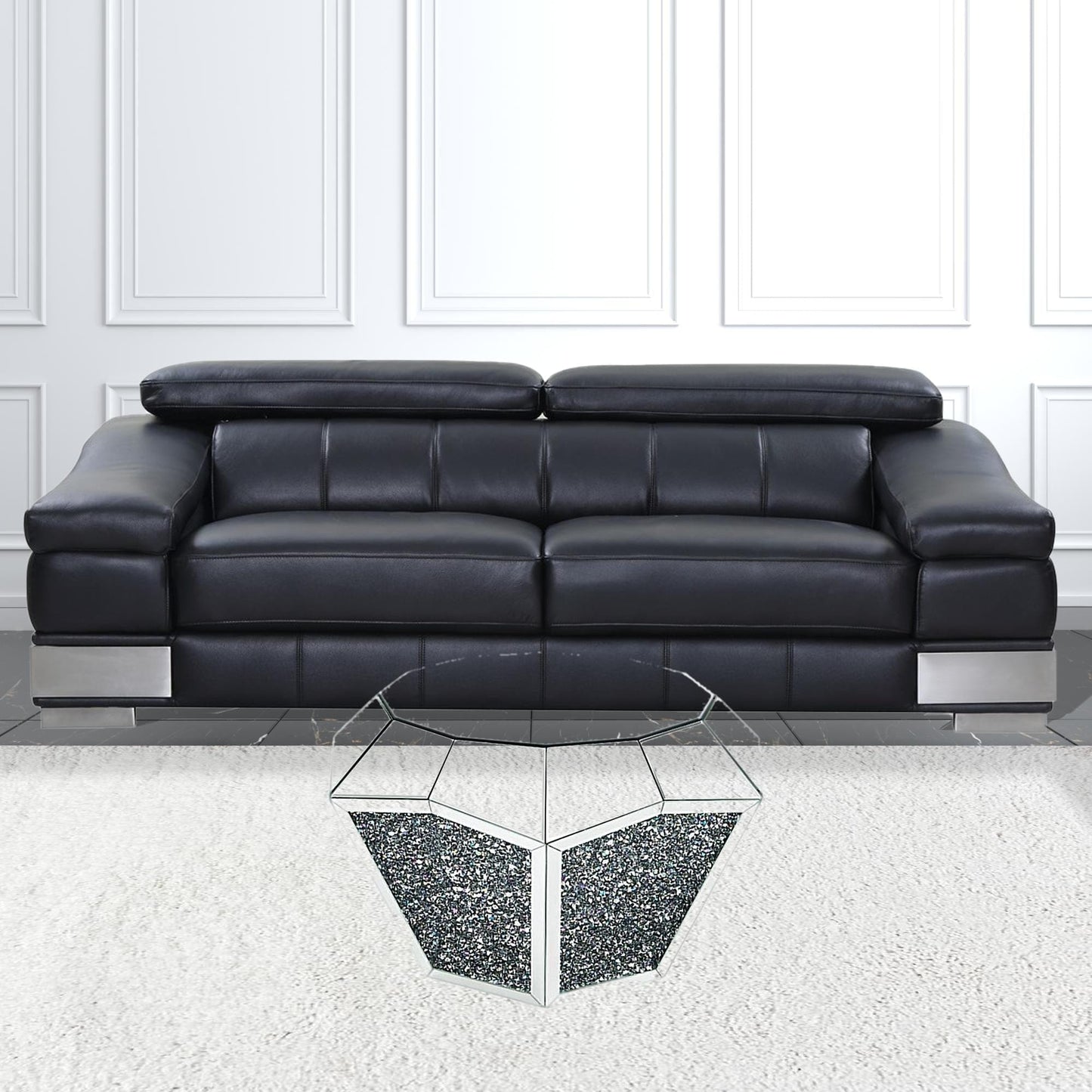 28" Silver And Clear Glass And Manufactured Wood Round Mirrored Coffee Table