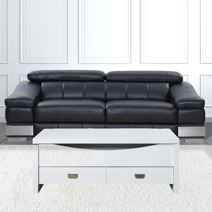 45" White Manufactured Wood Rectangular Lift Top Coffee Table With Two Drawers