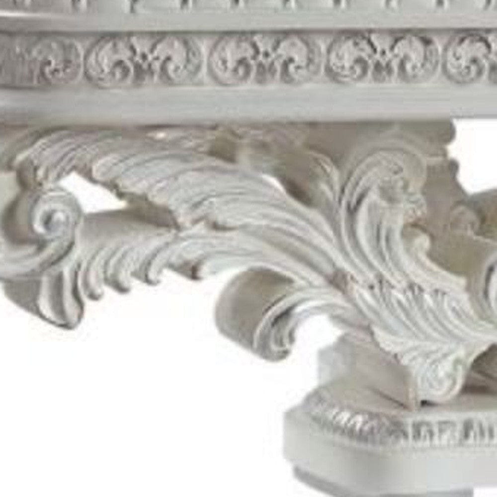 55" Antique White Manufactured Wood And Resin Rectangular Coffee Table