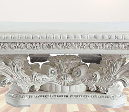 55" Antique White Manufactured Wood And Resin Rectangular Coffee Table