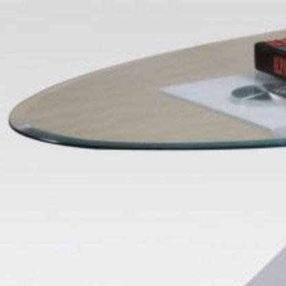 47" White And Clear Glass And Manufactured Wood Oval Coffee Table