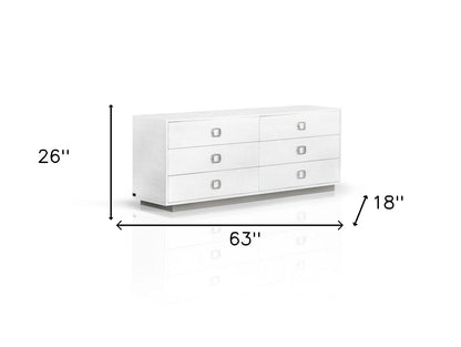 63" White Solid And Manufactured Wood Six Drawer Standard Dresser