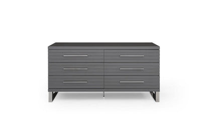59" Grey Solid And Manufactured Wood Six Drawer Standard Dresser