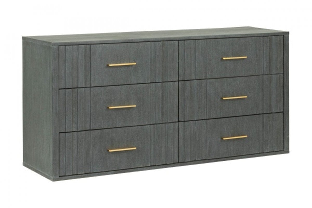 63" Dark Grey Solid And Manufactured Wood Six Drawer Standard Dresser