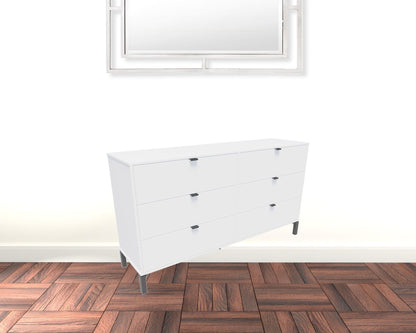59" White and Black Six Drawer Double Dresser