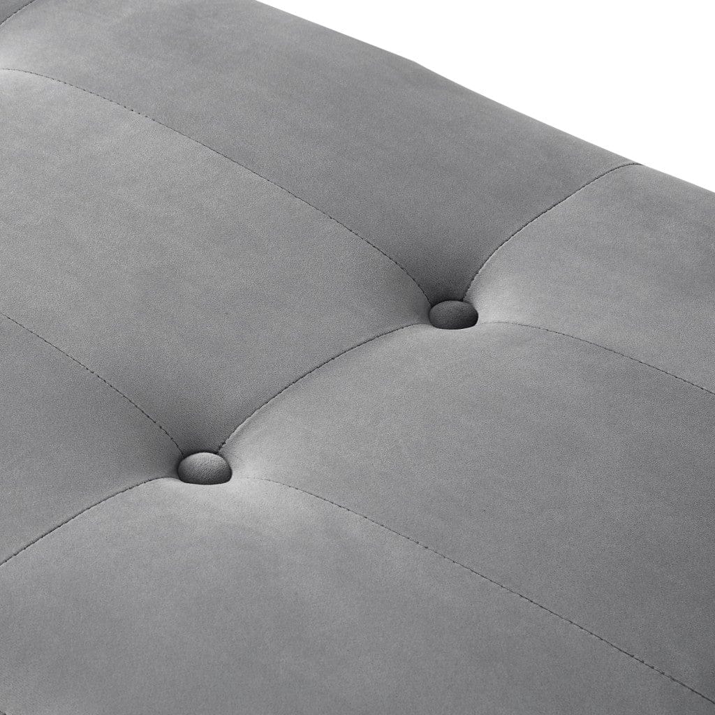 19" Grey Tufted Velvet and Chrome Upholstered Bench